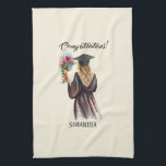 Personalized Watercolor Graduation (11) Kitchen Towel<br><div class="desc">Celebrate the special milestone with this elegant graduate woman kitchen towel,  perfect for personalizing with the recipient’s name. A thoughtful and stylish gift for graduates to cherish!</div>