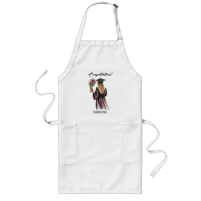 Personalized Watercolor Graduation (11) Long Apron (Front)