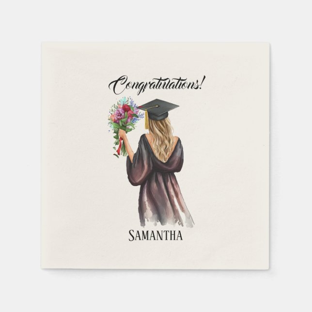 Personalized Watercolor Graduation (11) Napkins (Front)