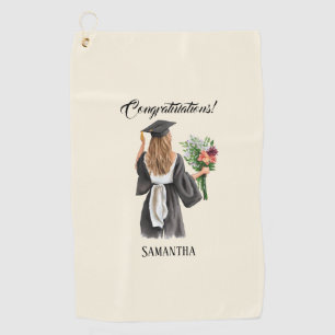 Personalized Watercolor Graduation (12) Golf Towel