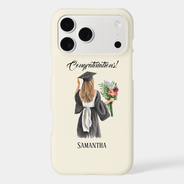 Personalized Watercolor Graduation (12) iPhone Case (Back)