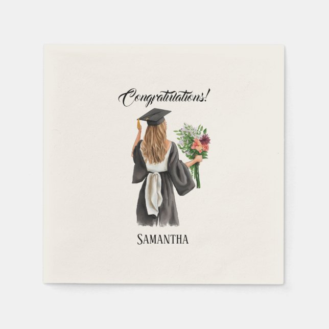 Personalized Watercolor Graduation (12) Napkins (Front)