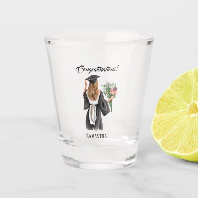 Personalized Watercolor Graduation (12) Shot Glass (Front)