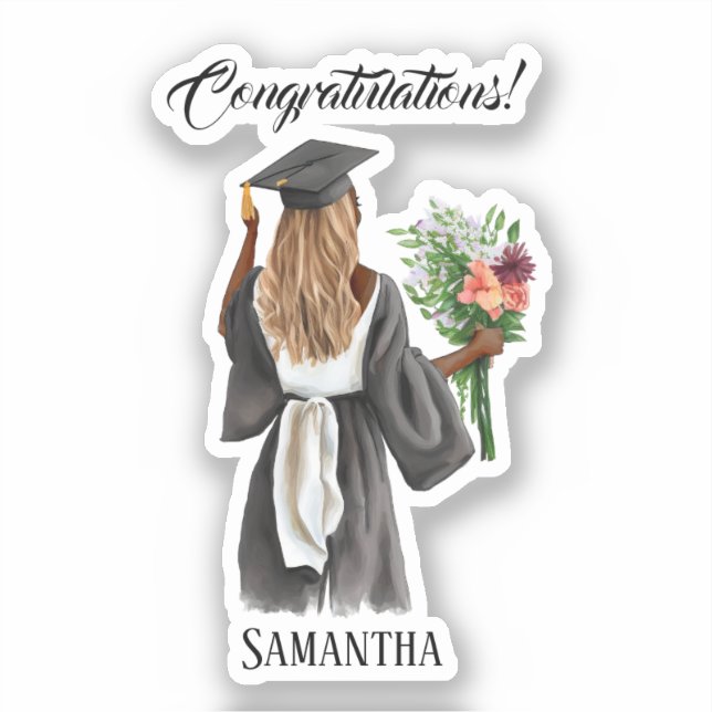 Personalized Watercolor Graduation (13) Sticker (Front)