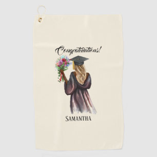 Personalized Watercolor Graduation (14) Golf Towel