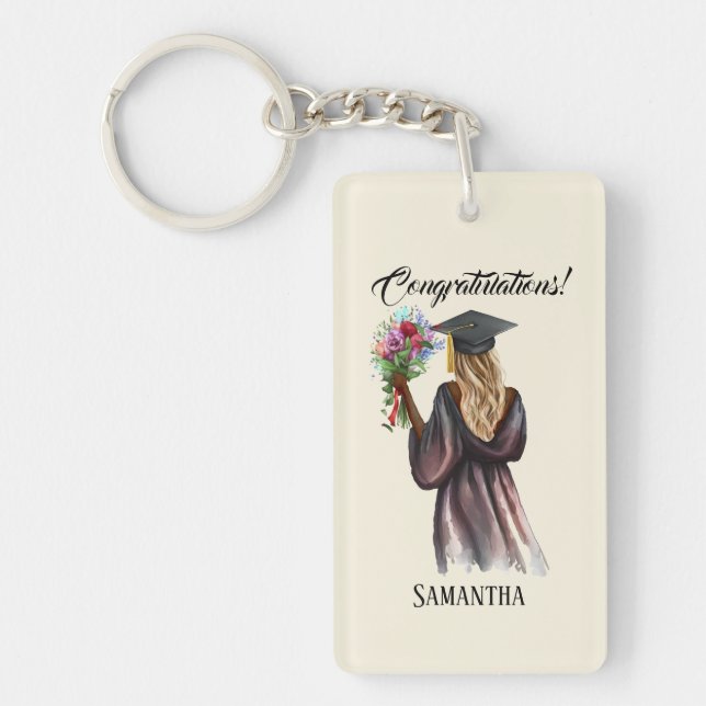 Personalized Watercolor Graduation (14) Keychain (Front)