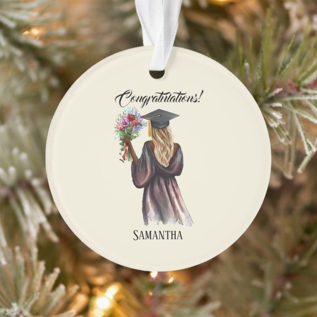 Personalized Watercolor Graduation (14) Ornament (Tree)