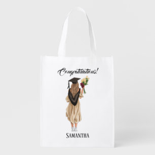 Personalized Watercolor Graduation (2) Grocery Bag