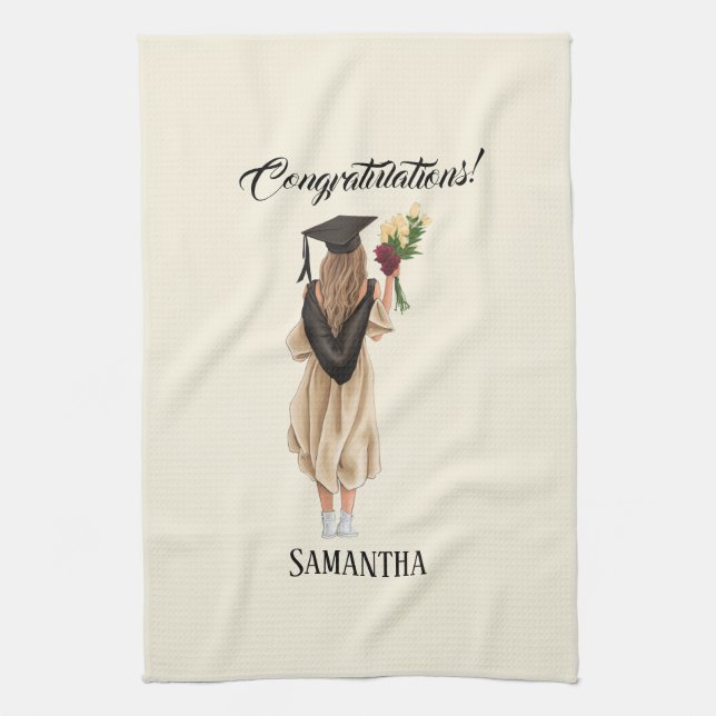 Personalized Watercolor Graduation (2) Kitchen Towel (Vertical)
