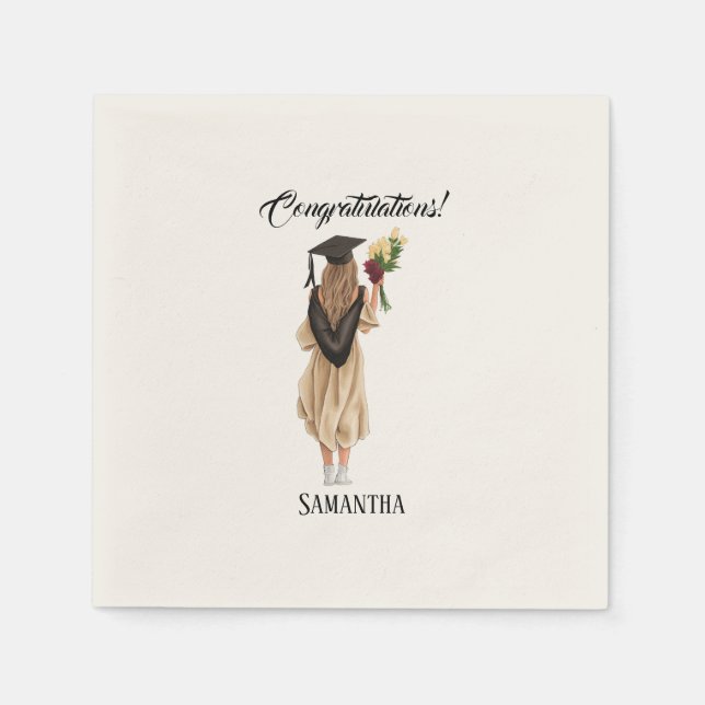 Personalized Watercolor Graduation (2) Napkins (Front)