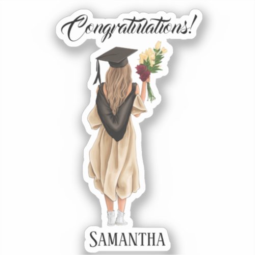 Personalized Watercolor Graduation 2 Sticker