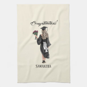 Personalized Watercolor Graduation (3) Kitchen Towel
