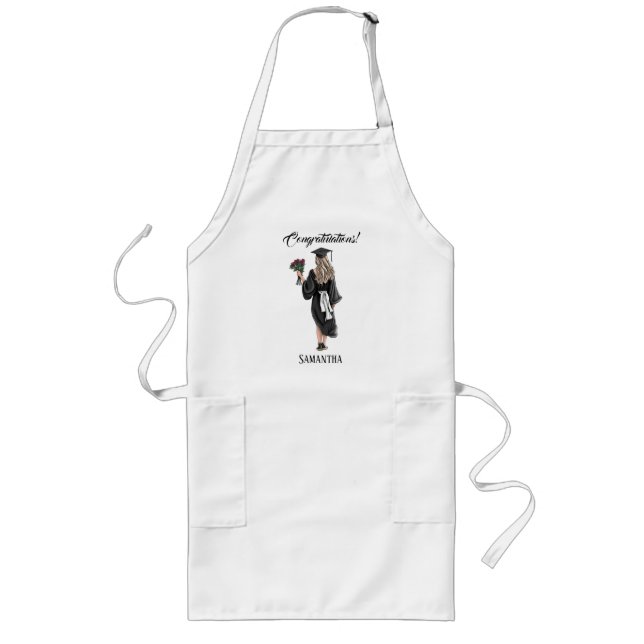 Personalized Watercolor Graduation (3) Long Apron (Front)
