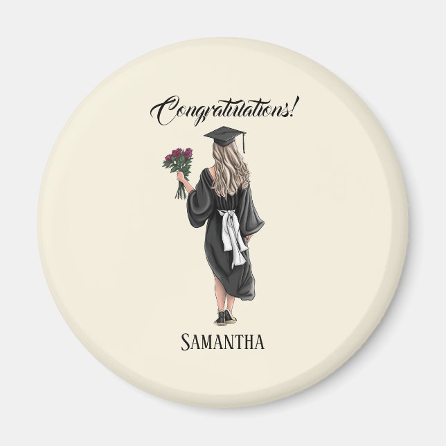 Personalized Watercolor Graduation (3) Magnet (Front)