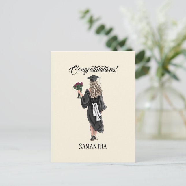 Personalized Watercolor Graduation (3) Postcard (Standing Front)