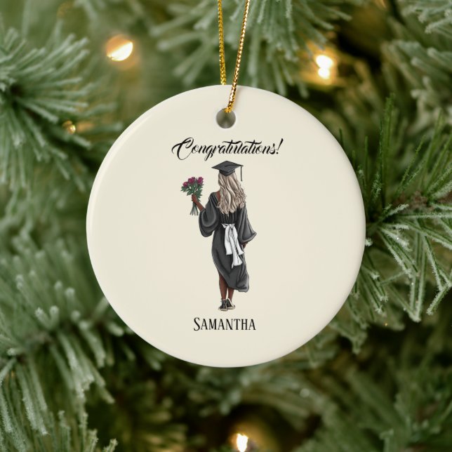 Personalized Watercolor Graduation (4) Ceramic Ornament (Tree)