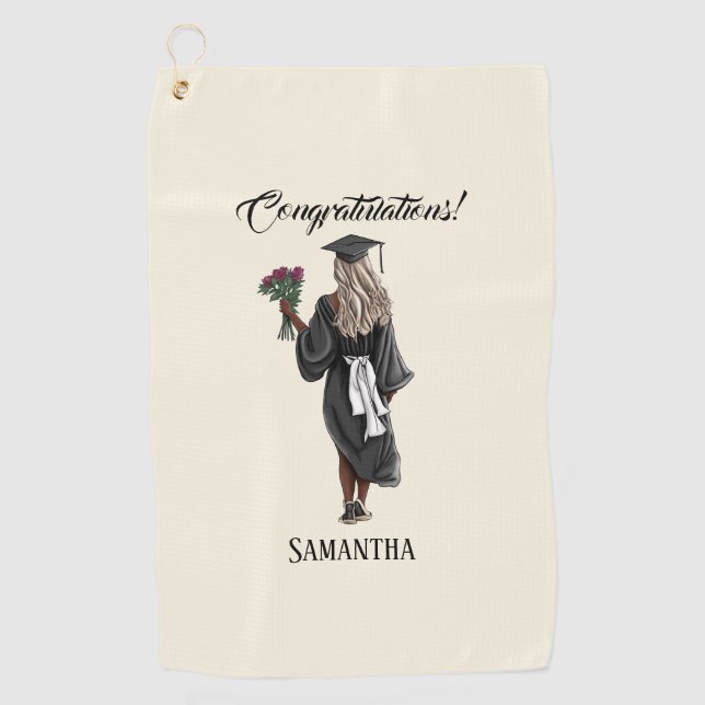 Personalized Watercolor Graduation (4) Golf Towel (Front)