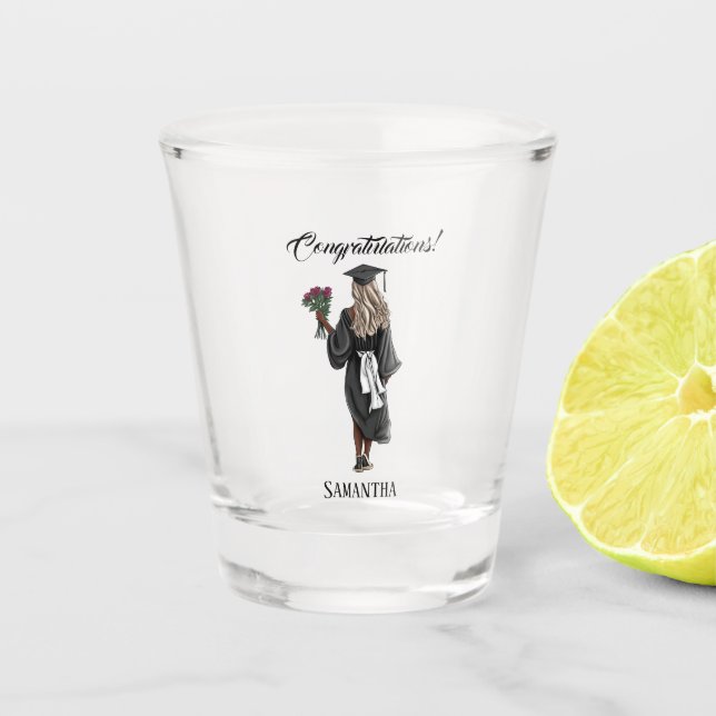 Personalized Watercolor Graduation (4) Shot Glass (Front)
