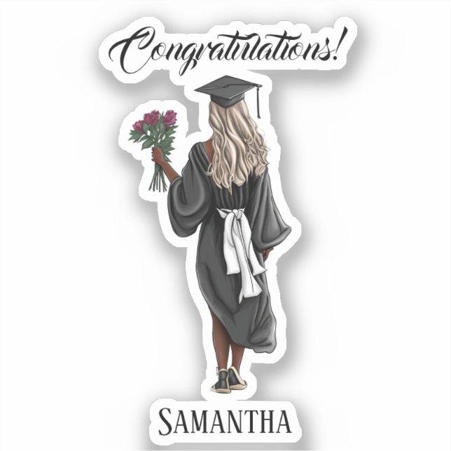 Personalized Watercolor Graduation (4) Sticker (Front)