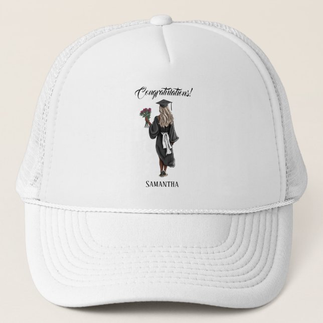 Personalized Watercolor Graduation (4) Trucker Hat (Front)