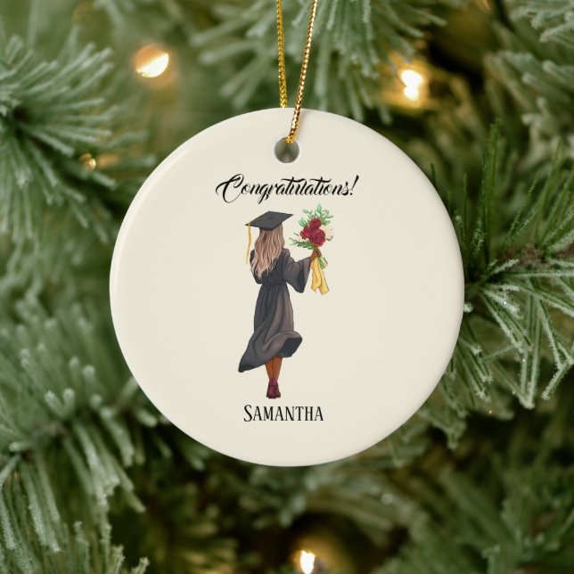 Personalized Watercolor Graduation (5) Ceramic Ornament (Tree)