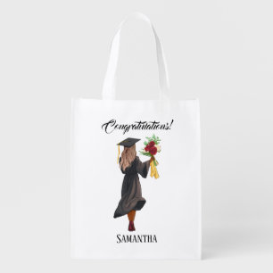 Personalized Watercolor Graduation (5) Grocery Bag