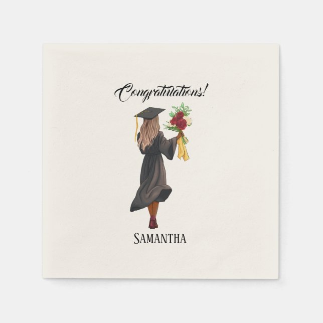 Personalized Watercolor Graduation (5) Napkins (Front)