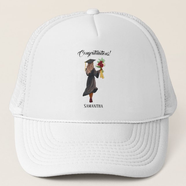Personalized Watercolor Graduation (5) Trucker Hat (Front)