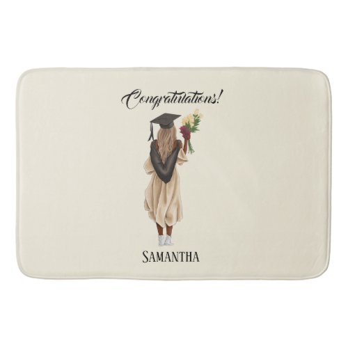 Personalized Watercolor Graduation 6 Bath Mat