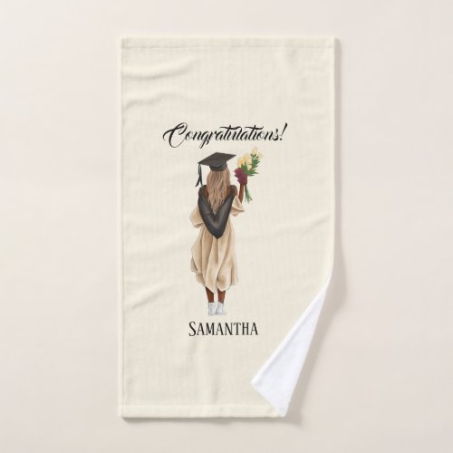 Personalized Watercolor Graduation 6 Bath Towel Set