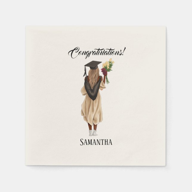 Personalized Watercolor Graduation (6) Napkins (Front)
