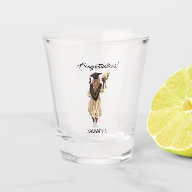 Personalized Watercolor Graduation (6) Shot Glass (Front)