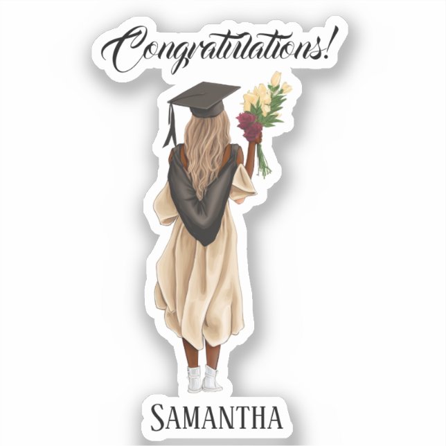 Personalized Watercolor Graduation (6) Sticker (Front)