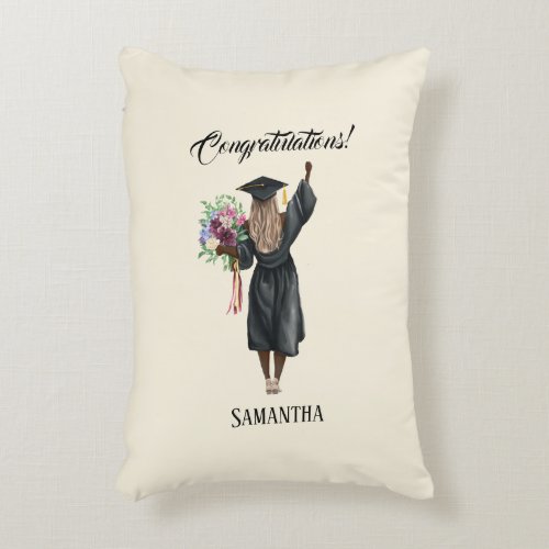 Personalized Watercolor Graduation 7 Accent Pillow