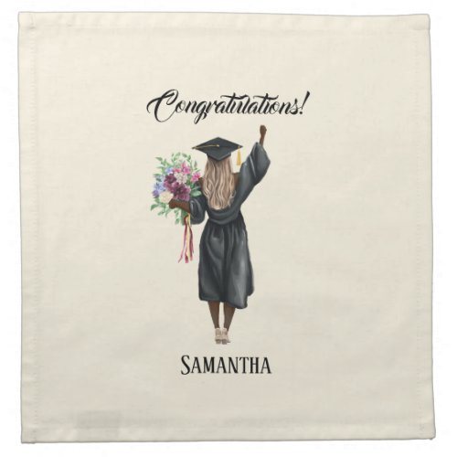 Personalized Watercolor Graduation 7 Cloth Napkin