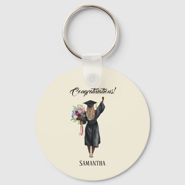 Personalized Watercolor Graduation (7) Keychain (Front)