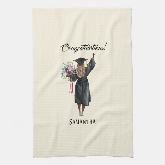 Personalized Watercolor Graduation (7) Kitchen Towel (Vertical)