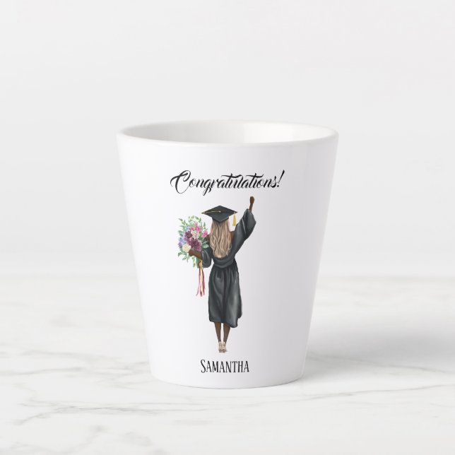 Personalized Watercolor Graduation (7) Latte Mug (Front)