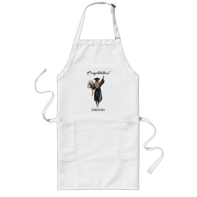 Personalized Watercolor Graduation (7) Long Apron (Front)