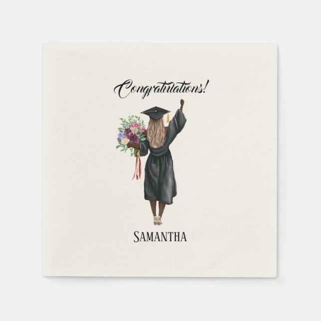 Personalized Watercolor Graduation (7) Napkins (Front)