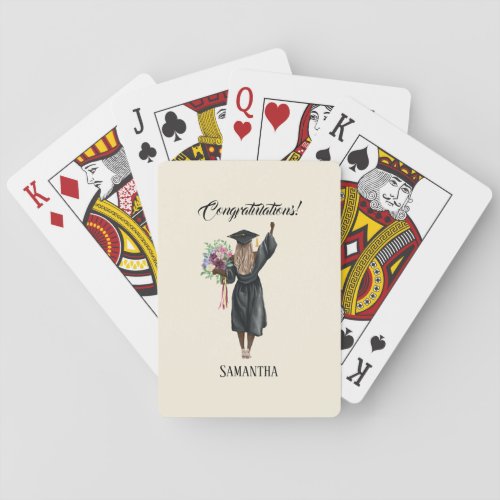 Personalized Watercolor Graduation 7 Playing Cards
