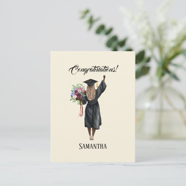 Personalized Watercolor Graduation (7) Postcard (Standing Front)