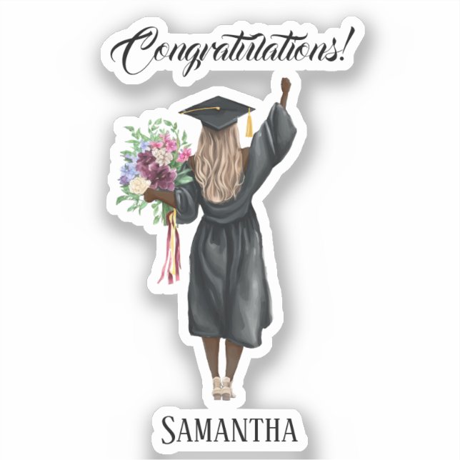 Personalized Watercolor Graduation (7) Sticker (Front)