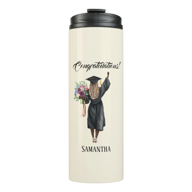 Personalized Watercolor Graduation (7) Thermal Tumbler (Front)