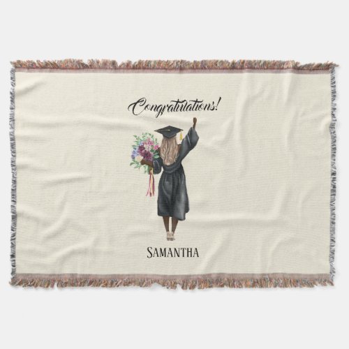 Personalized Watercolor Graduation 7 Throw Blanket