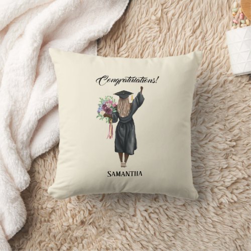 Personalized Watercolor Graduation 7 Throw Pillow