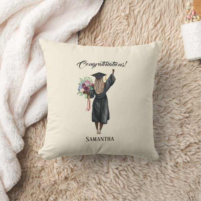 Personalized Watercolor Graduation (7) Throw Pillow (Blanket)