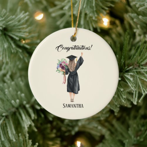 Personalized Watercolor Graduation 8 Ceramic Ornament