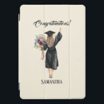 Personalized Watercolor Graduation (8) iPad Pro Cover<br><div class="desc">This elegant graduate woman can be personalized by adding your message and the name of the person who will receive the gift. It is a perfect gift for your sister,  friend,  daughter,  girlfriend,  or friend for graduation.</div>