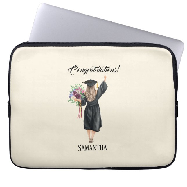 Personalized Watercolor Graduation (8) Laptop Sleeve (Front)
